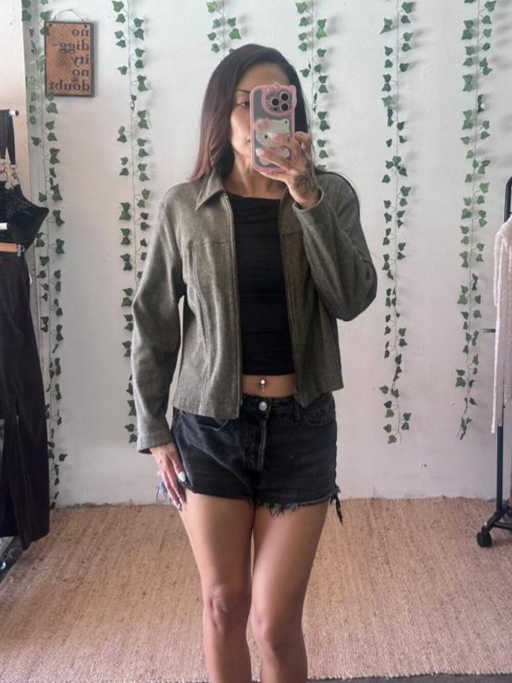 Vintage 90s Clio khaki and black striped full zip jacket size PM